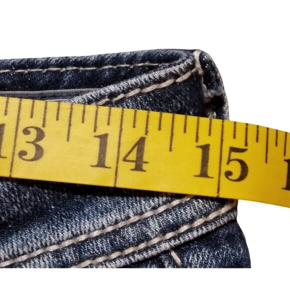 Miss Me Women Dark Wash Low Rise Capris 30 Y2Kcore Casual Comfy Distressed Jean - Picture 6 of 16